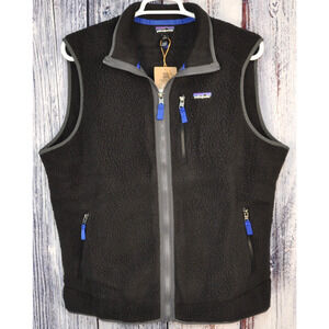 Patagonia Retro-Pile Fleece Vest Men's XL Black Outdoor Pockets Hiking Full Zip